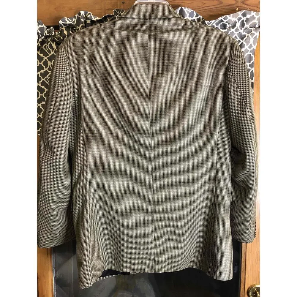 Machado Mens Black White 2Button Checked Blazer Jacket 40R